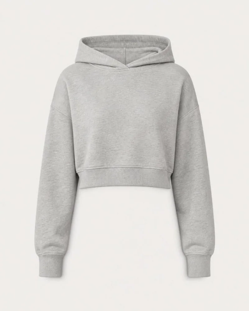 Buzo Crop gris melange